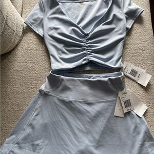 L*Space Blue Silver Mini Skater Skirt Set